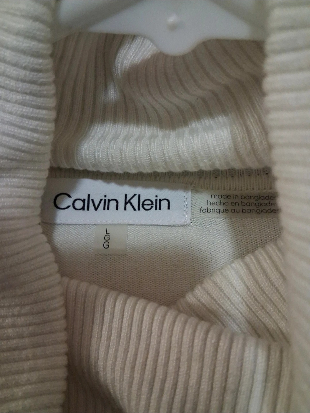 Calvin Klein Black and White Diagonal Turtleneck Sweater - Picture 3 of 4
